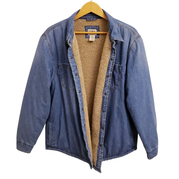 L.L. Bean 1912 Heritage Lined Denim Shirt Jacket, Size Large